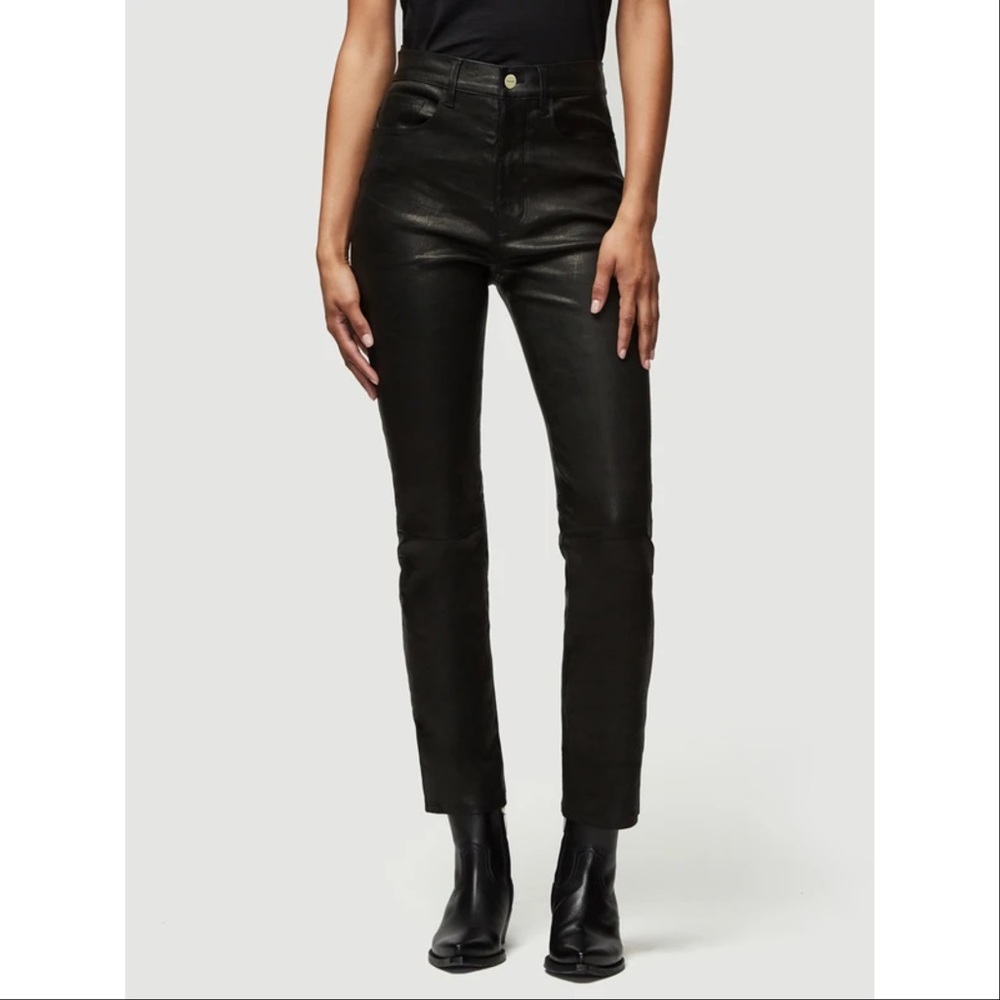 👖Frame Leather Le Sylvie Slender Straight 
Noir